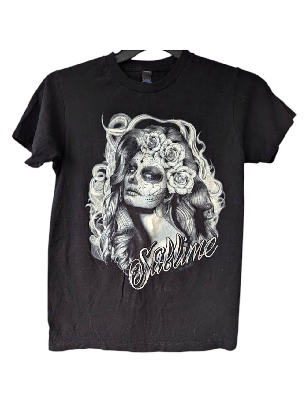 Sublime Band Men S Black Sugar Skull Day of the Dead T-Shirt Tultex 17.5x25 Punk